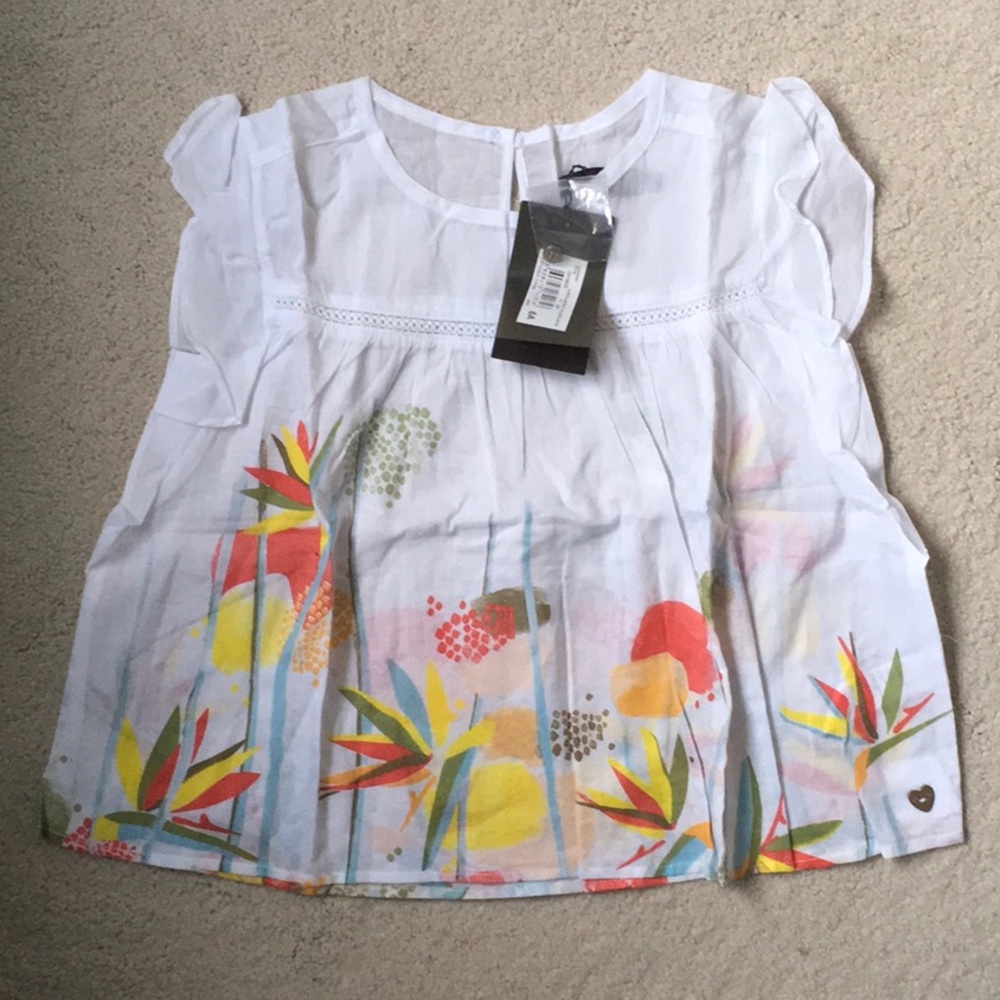 Girls Catimini Floral Printed Blouse Top NWT 6